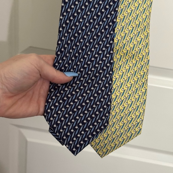 Silk Blue and Yellow Patterned Ties for Business - Picture 1 of 11